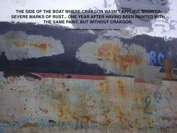 Area where CRAKGON was not used, covered in rust in need of repair only 1 year later