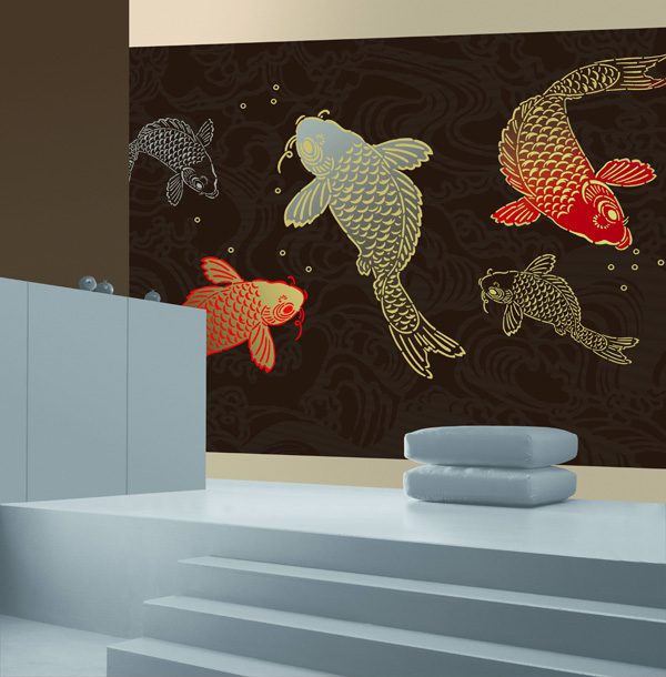 Colour and Life goldfish wall mural by Marubrg