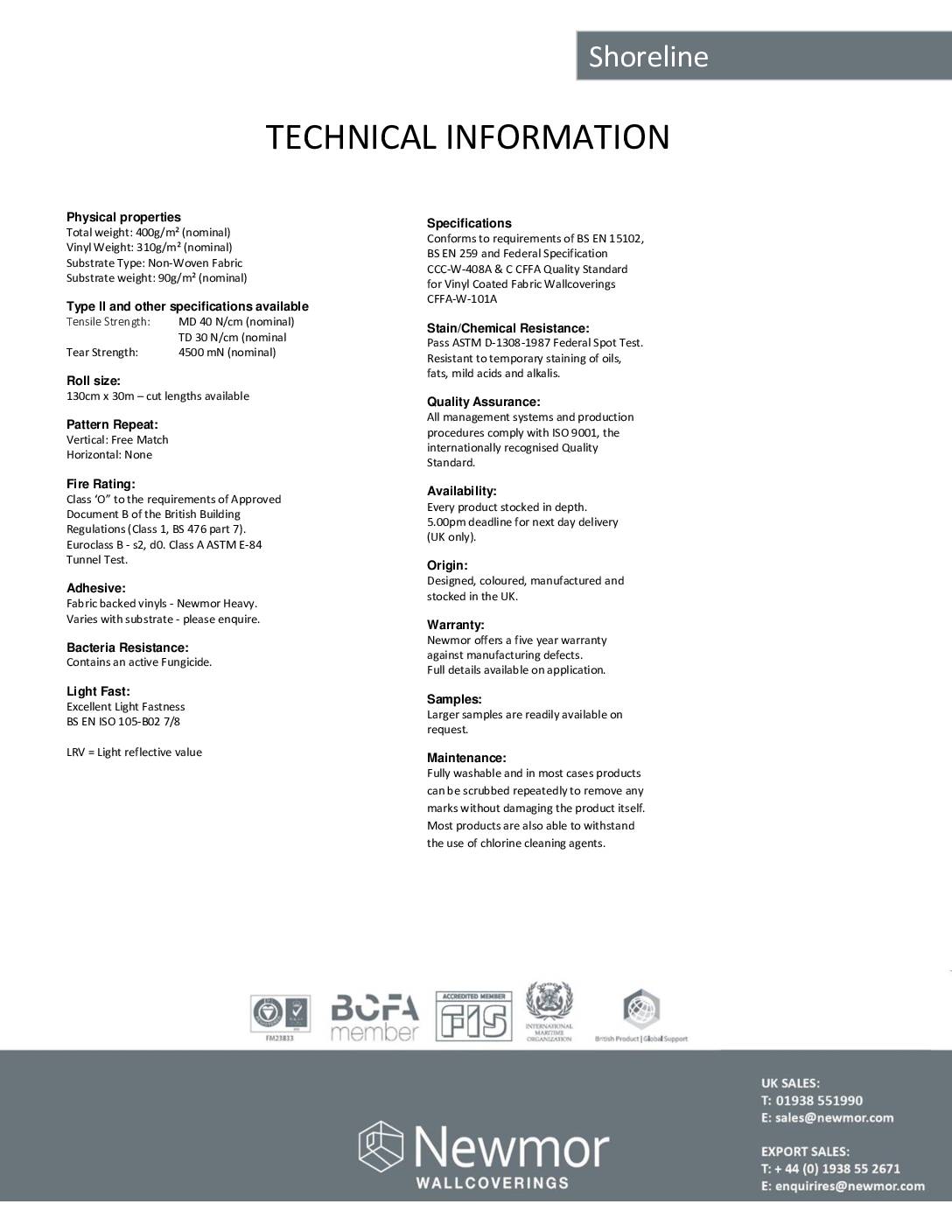 Shoreline Specs<br/>( pdf )