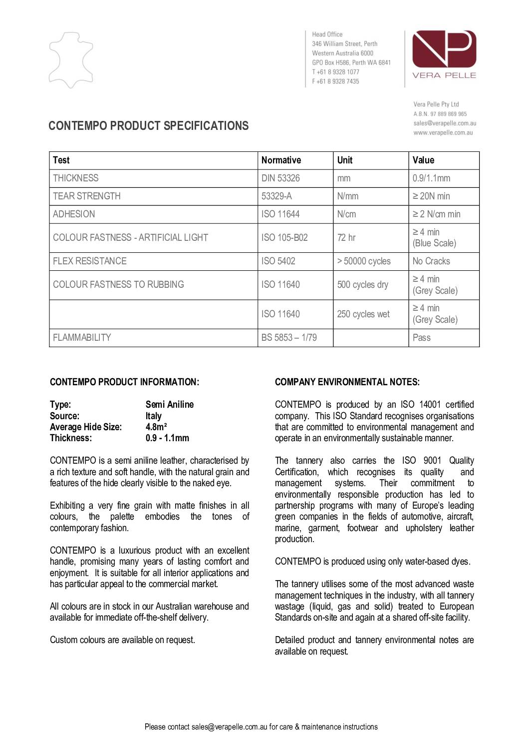 Contempo-Specifications<br/>( pdf )