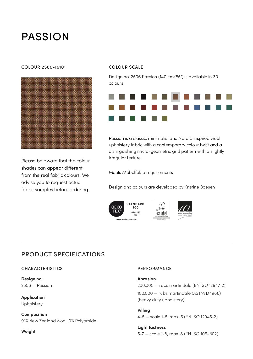 Passion Tech specs<br/>( pdf )