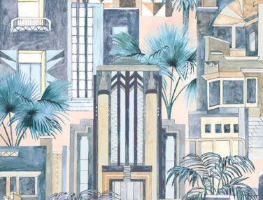 Downtown Deco Pastel Blue 80x52 half drop