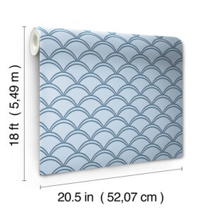 Blue Deco Wave Peel and Stick Wallpaper