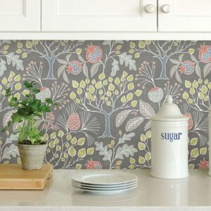 Groovy Garden Grey Peel & Stick Wallpaper