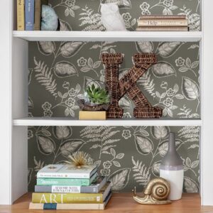 Grey Foliage Peel & Stick Wallpaper