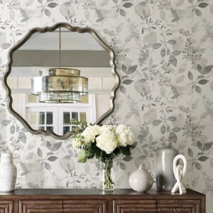 Grey Foliage Peel & Stick Wallpaper
