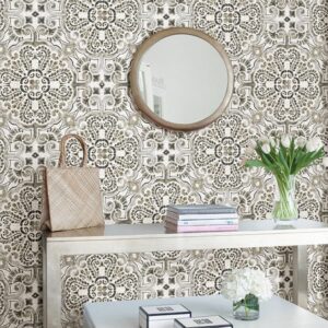 Black Florentine Tile Peel & Stick Wallpaper