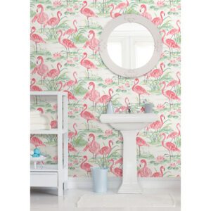 Pink Flamingo Beach Peel & Stick Wallpaper