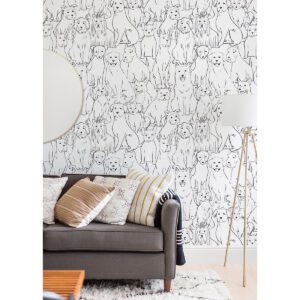 Black & White Paws On Peel & Stick Wallpaper