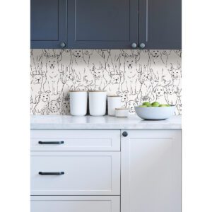 Black & White Paws On Peel & Stick Wallpaper