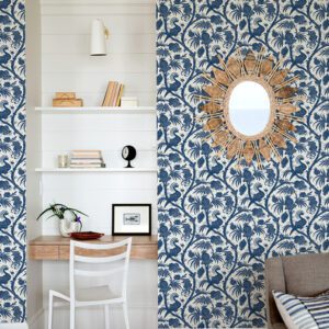 Indigo Balinese Peacock Scalamandré Self Adhesive Wallpaper