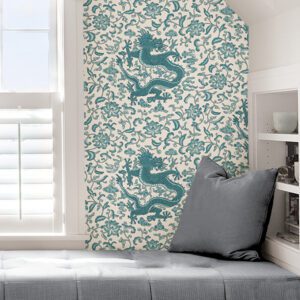 Peacock Chien Dragon Scalamandré Self Adhesive Wallpaper