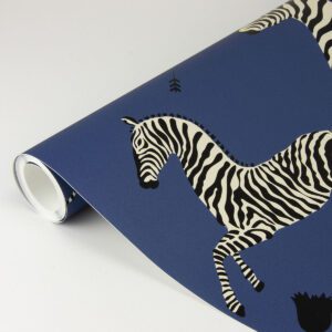 Denim Zebra Safari Scalamandré Self Adhesive Wallpaper