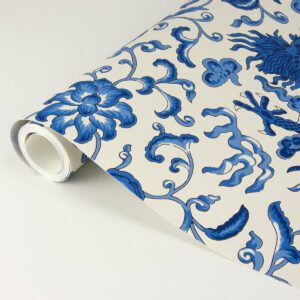 Indigo Chien Dragon Scalamandre Self Adhesive Wallpaper