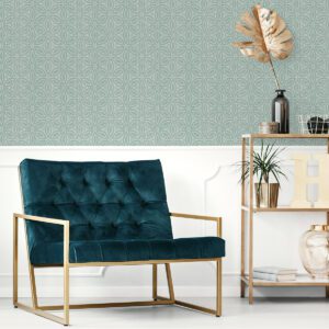Turquoise Hepatica Petal Peel & Stick String Wallpaper