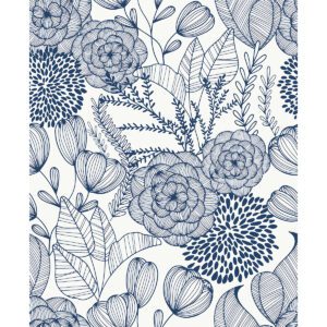 Navy Secret Garden Peel & Stick Wallpaper