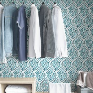 Aqua Foxwood Meadow Peel and Stick Wallpaper