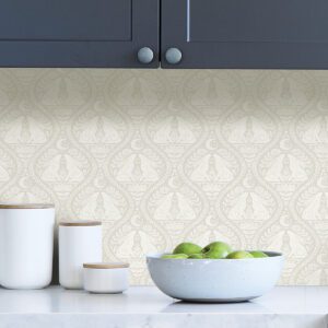 Cream Moon Rabbit Peel & Stick Wallpaper