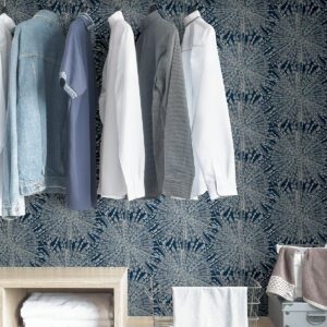 Navy Sunburst Peel and Stick Wallpaper