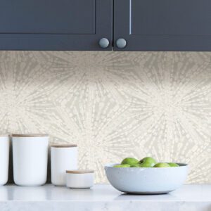 Silver Sunburst Peel and Stick Wallpaper