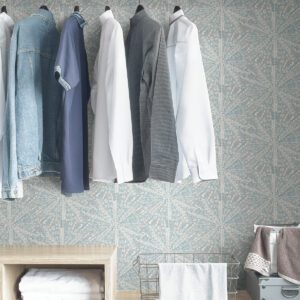 Grey Blue Sunburst Peel and Stick Wallpaper