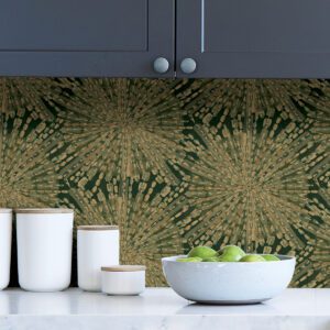 Emerald Green Sunburst Peel and Stick Wallpaper