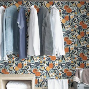 Navy Clementine Garden Peel and Stick Wallpaper