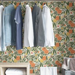 Ochre Clementine Garden Peel and Stick Wallpaper