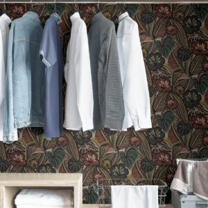 Coral Teal Lotusland Peel and Stick Wallpaper