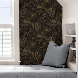 Black Ethereal Cosmos Peel and Stick Wallpaper