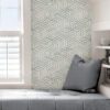 0058716 dimensional and chic this green and white peel and stick wallpaper would make the perfect accent wal.jpeg