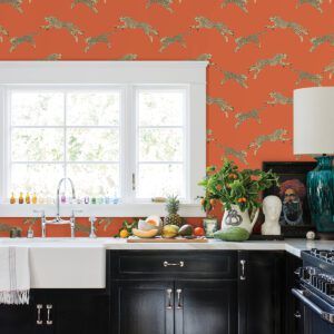 Clementine Leaping Cheetah Peel and Stick Wallpaper