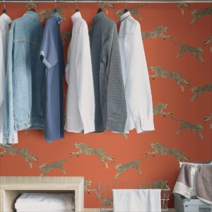 Clementine Leaping Cheetah Peel and Stick Wallpaper