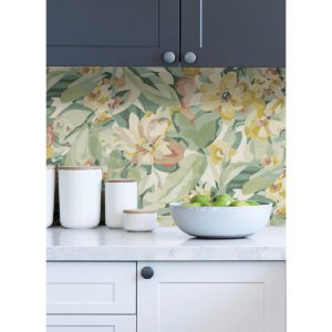 Yellow Belles Fleurs Peel and Stick Wallpaper