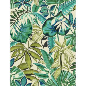 Turquoise Feuilles Peel and Stick Wallpaper