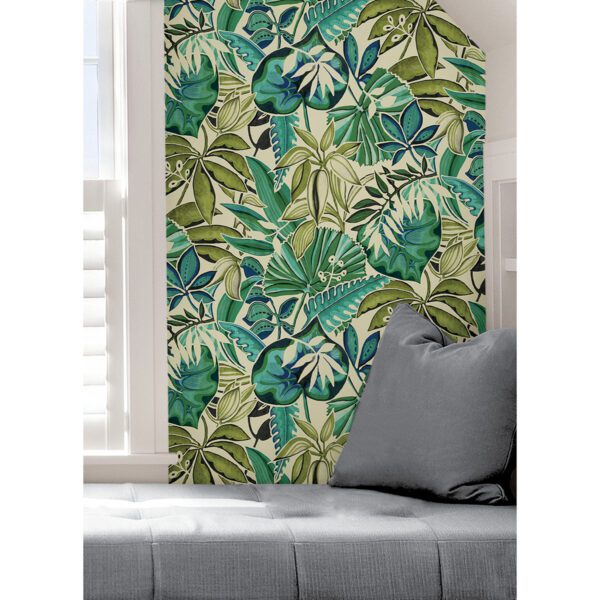 0060099 turquoise feuilles peel and stick wallpaper.jpeg