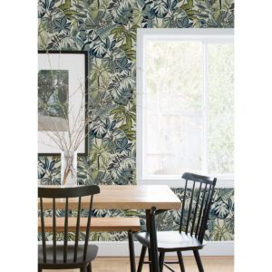 Slate Feuilles Peel and Stick Wallpaper