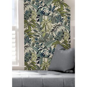 Slate Feuilles Peel and Stick Wallpaper