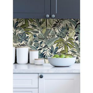 Slate Feuilles Peel and Stick Wallpaper