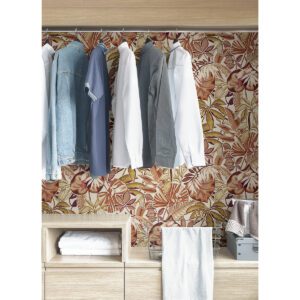 Amber Feuilles Peel and Stick Wallpaper