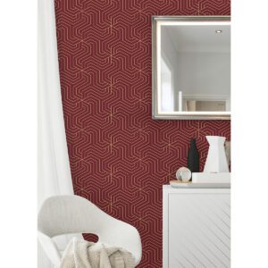 Burgundy Ramsey Geometric Peel and Stick Wallpaper