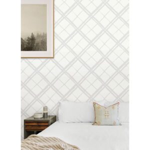 Grey Espalier Geometric Geometric Peel and Stick Wallpaper