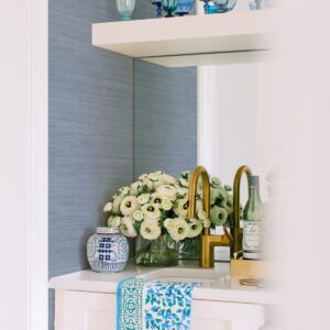 Mineral Blue Classic Faux Grasscloth Peel and Stick Wallpaper