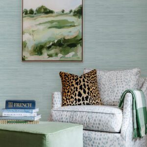 Sky Blue Classic Faux Grasscloth Peel and Stick Wallpaper