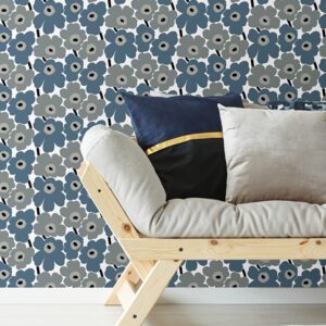 Grey Pieni Unikko Peel and Stick Wallpaper
