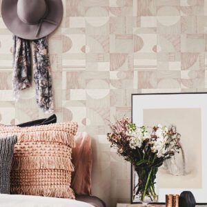 Rose Gold Margo Geometric Peel & Stick Wallpaper
