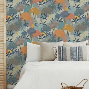 Blue Bohemian Walk Tree Peel and Stick Wallpaper