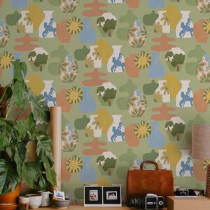 Sage Miracle Vases Geometric Peel and Stick Wallpaper