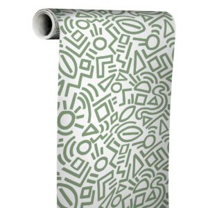 Sage Doodle Abstract Peel and Stick Wallpaper