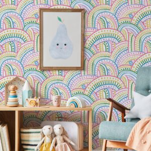 Retro Rainbow Multi Bright Peel and Stick Wallpaper